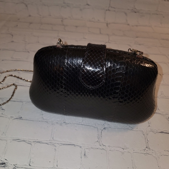 Clarita Black Snakeskin Crossbody Bag - Picture 4 of 7